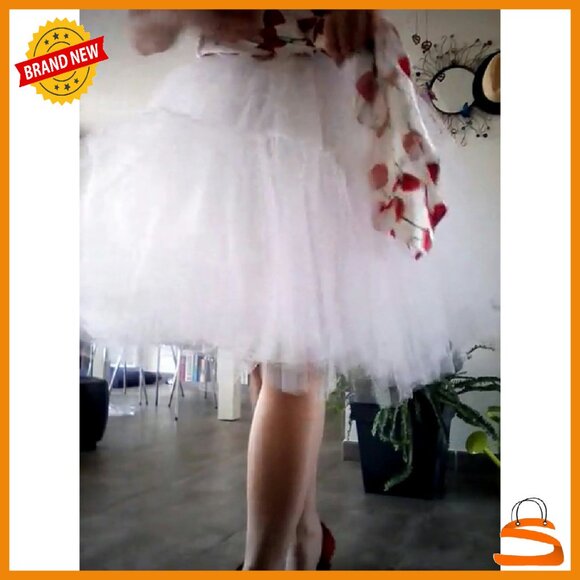 Knee-Length Tulle Tutu Skirt with 6 Layers, Elastic Waist, One Size - Picture 8 of 8